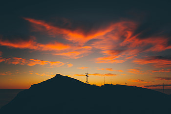 Nature, Clouds, Dark, Outlines, Evening, Hill, Radio Tower HD wallpaper