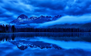 Night View, night, clouds, sky, lake HD wallpaper