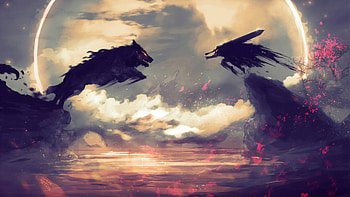 Wolf Vs Ghost , wolf, artist, artwork, digital-art, artstation HD wallpaper
