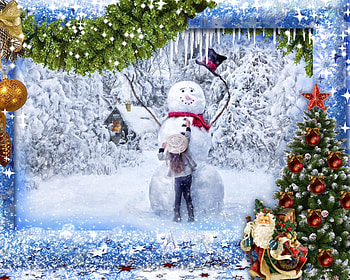 Thank You For Fixing My Button, star, snowman, christmas, snow, garland, hat, tree, santa, cottage HD wallpaper