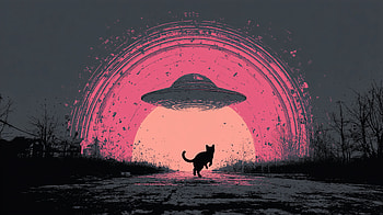 Cat Alien Space Ship, cat, funny, AI Art, abduction HD wallpaper