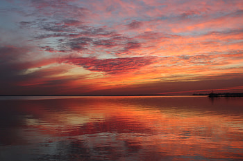 Sunset, sea, reflections, sky, nature HD wallpaper