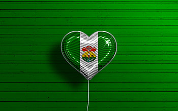 I Love Punata, , realistic balloons, green wooden background, Day of Punata, Bolivian cities, flag of Punata, Bolivia, balloon with flag, cities of Bolivia, Punata flag, Punata HD wallpaper