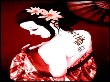 geisha, digital, art, oriental beauty, japan HD wallpaper