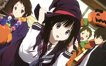 hyouka, uniform, girl, hat HD wallpaper