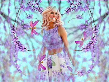 Delicate Purple, white, vivid, bright, bold, dragon flies, girl, colorful, blue, vibrant, purple HD wallpaper
