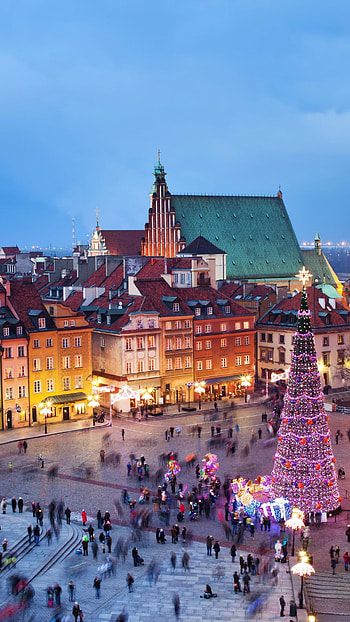 Poland travels, Warsaw cityscape, Christmas atmosphere, Urban life HD phone wallpaper