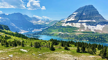 Hidden Lake - Glacier NP, Montana, clouds, trees, sky, mountains, usa HD wallpaper
