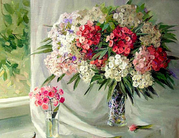 Pastel Bouquet, curtains, still life, bouquet, window, vase, flowers HD wallpaper