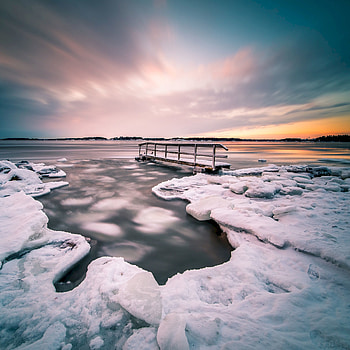 Nature, Ice, Horizon, Pier, Ice Floes, Finland, Helsinki HD phone wallpaper