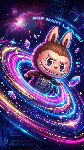Labubu: Neon Orbit | Cosmic Labubu Art | Labubu Galaxy, Labubu HD phone wallpaper