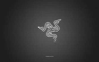 Razer logo, metal emblem, white carbon texture, Razer, brands, white background, Razer emblem HD wallpaper