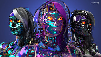 Chiptos X 3D Robot Girl Mirai Robot Woman NFT Background PVD HD wallpaper