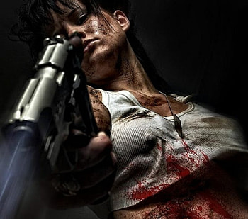No Mercy, action, gun, blood, female HD wallpaper