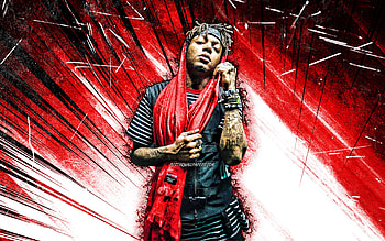 JID, grunge art, american rapper, music stars, red abstract rays, Destin Choice Route, american celebrity, JID HD wallpaper