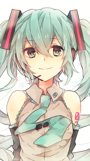 Hatsune Miku, smile, blue eyes, blue hair, twintails, long hair, Hatsune Miku, Anime, Vocaloid HD phone wallpaper