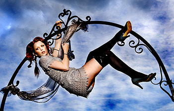 Beautiful sky, black, shoes, graphy, gym, veil, beautiful, beauty, lady, abstract, clouds, acrobat, women, sky HD wallpaper