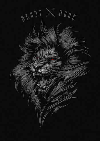 Art, Grin, Lion, Grey, Inscription HD phone wallpaper