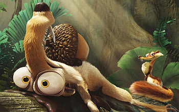 Ice Age: Dawn of the Dinosaurs, cartoon, gray, ice age, squirrel HD wallpaper