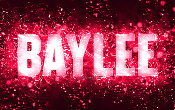Happy Birtay Baylee, , pink neon lights, Baylee name, creative, Baylee Happy Birtay, Baylee Birtay, popular american female names, with Baylee name, Baylee HD wallpaper