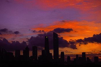Cities, Sunset, City, Building, Silhouette, Skyscrapers HD wallpaper