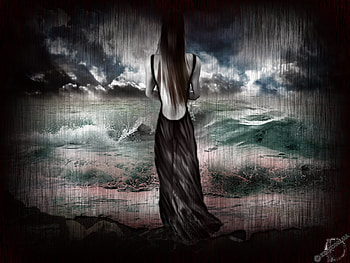 Alone, abstract, fantasy, woman HD wallpaper