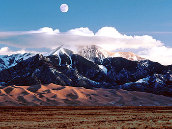 Nature, Mountains, Sand, Moon, Field HD wallpaper