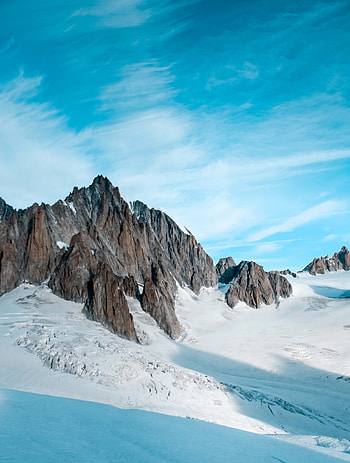 Winter, glacier, rocky cliffs HD phone wallpaper