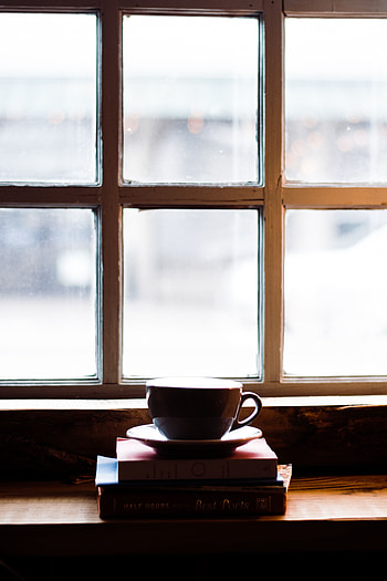 Books, Shine, Light, Miscellanea, Miscellaneous, Cup, Window, Window Sill, Windowsill HD phone wallpaper