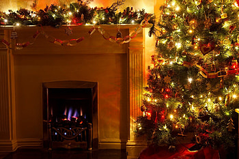 Garland, Christmas Fireplace HD wallpaper