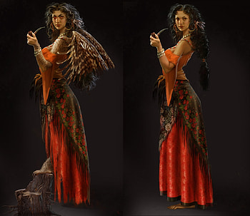 :), red, wings, fantasy, girl, andrii shcherbak, dress, collage HD wallpaper