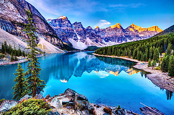 Mountains Reflected in Lake, graphy, landscape, beautiful, lake, scenery, wide screen, reflection, nature, , mountains HD wallpaper