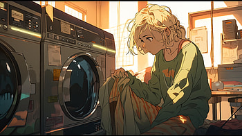 Anime Laundry Moment – Original AI Art Scene, AI Art, laundry, Anime, Original HD wallpaper