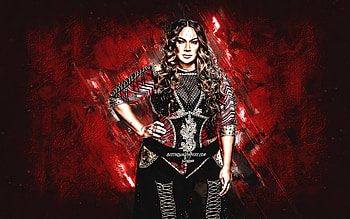 Nia Jax, WWE, American wrestler, Savelina Fanene, Nia Jax art, red stone background, World Wrestling Entertainment HD wallpaper