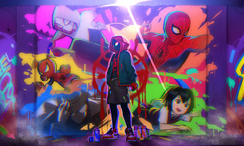 Into The Spider Verse Miles Morales, spiderman-into-the-spider-verse, superheroes, movies, spiderman, animated-movies, artwork, digital-art, art, spiderman-noir, gwen-stacy, spiderman-2099, pixiv HD wallpaper