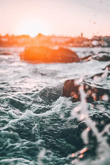 Nature, Waves, Spray, Splash, Blur, Smooth, Foam HD phone wallpaper