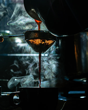 Food, Coffee, Dark, Cup, Drink, Beverage, Steam, Jet HD phone wallpaper