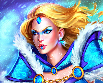 Crystal Maiden, blue, blonde, art, ayyasap, girl, fantasy, yellow, dota, game HD wallpaper