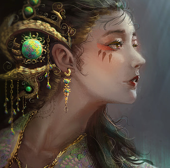 Jade empress, jewel, frumusete, art, fantasy, green, face, fulminaire HD wallpaper