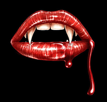 Fangs, gothic, black, fantasy, red HD wallpaper