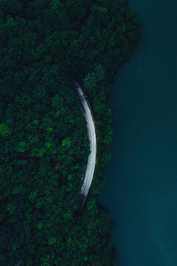 Arc, highway turn, aerial view, coast HD phone wallpaper