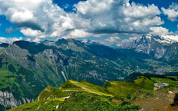 Nature, Grass, Mountains, View, dom, Handsomely, It's Beautiful HD wallpaper