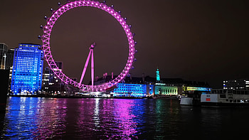 London Eye, Dazzling light display, Nighttime beauty, Stock video HD wallpaper