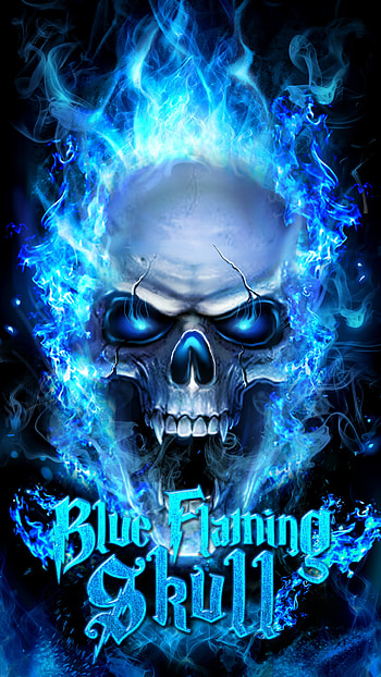 Blue flaming skull live ! HD phone wallpaper
