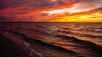 Winter Sunsets At Outer Banks Nc Usa, sunset, sea, sky, clouds, usa, nature HD wallpaper