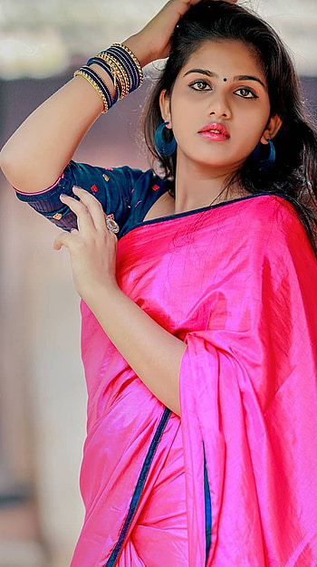 Maneesha Mahesh, malayalam actress, saree beauty HD phone wallpaper
