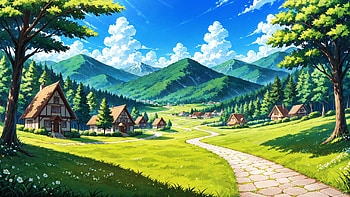 Mountain Side Village, outdoor, sky, cloud, tree HD wallpaper