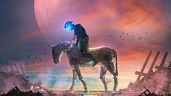 Cyborg Horse Rider , cyborg, horse, artist, artwork, digital-art, behance HD wallpaper