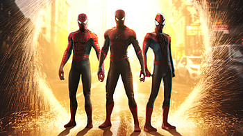 Multiple Spider-mans Fire Sparkle Background Spider-Man No Way Home HD wallpaper