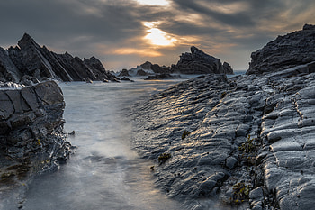 Landscape, Nature, Water, Sunset, Rocks, Shore, Bank HD wallpaper